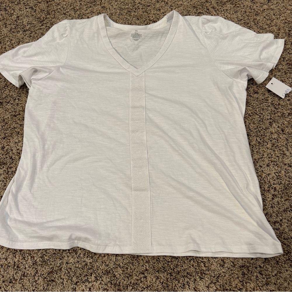 XXL White V-Neck Women's Top